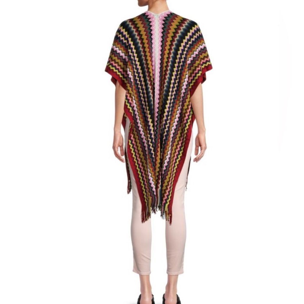 Missoni Chevron Print Wool Blend Ruana Outer Shawl Multi Color - Picture 3 of 5